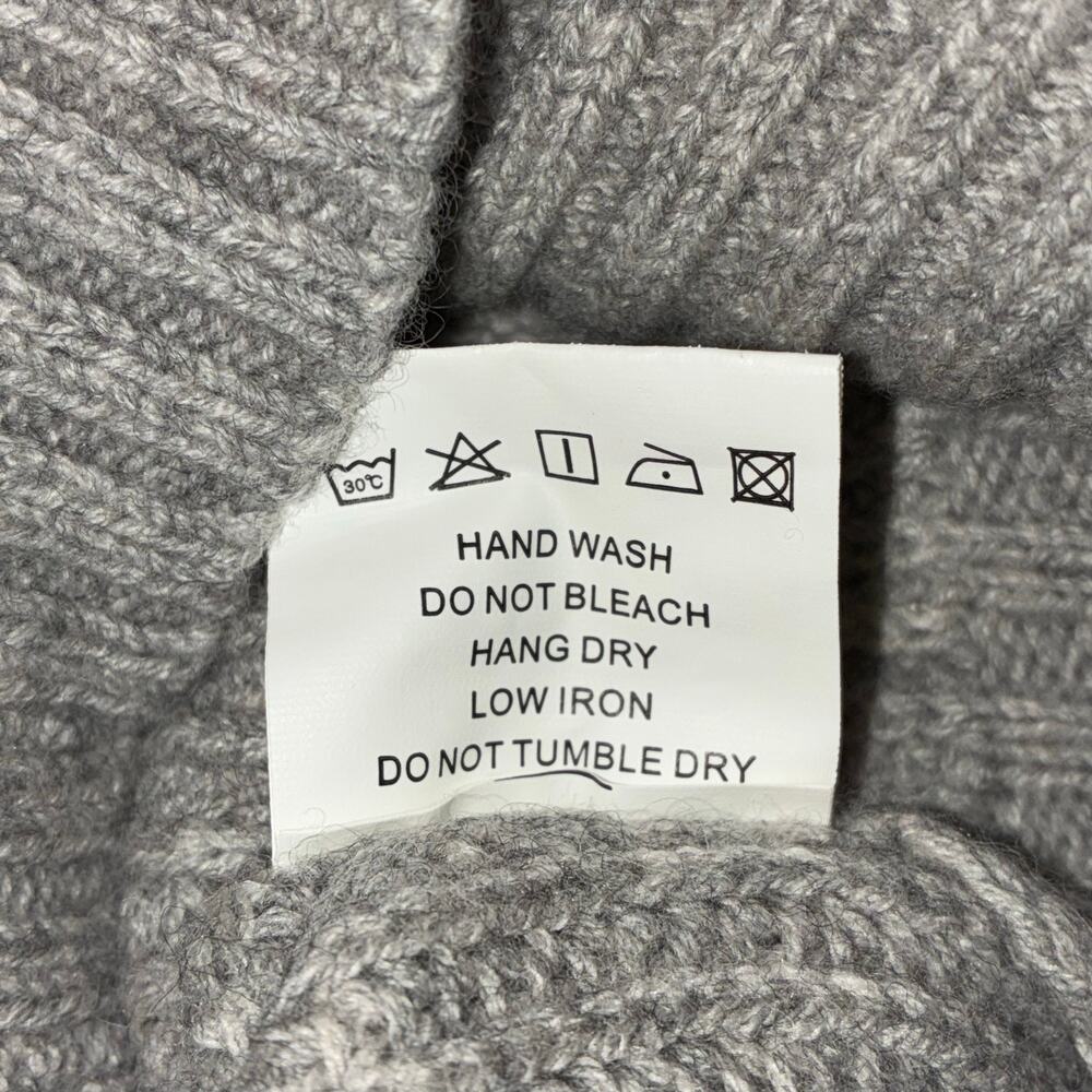 Few Moda New York Sweater Wool Blend Knit Lace Up Tie Front Gray Womens Small - Picture 7 of 8